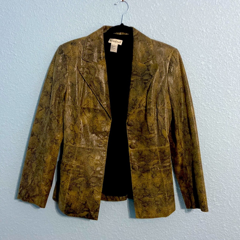 bebe jacket, faux snake skin
